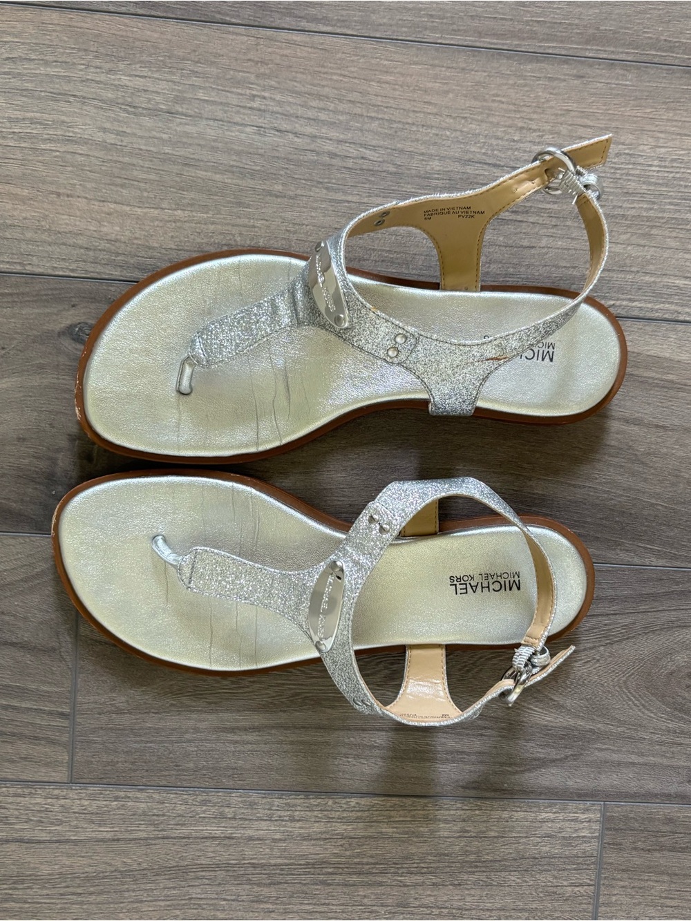 MICHAEL Michael Kors Silver T-Strap Sandals